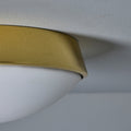 V3460 1980s Glashütte Limburg Brass & Opaline Glass Flush Mounts in the Manner of Stilnovo