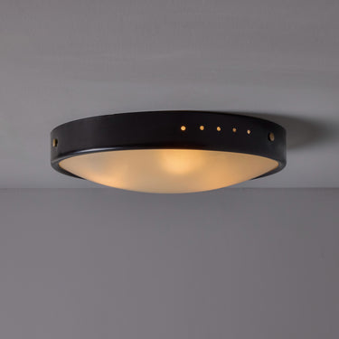 V3495 1960s Stilnovo Perforated Black Metal & Opaline Glass Flush Mounts 6.jpg
