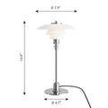 Poul Henningsen PH 2/11 Opal Glass Table Lamp Louis Poulsen Two Enlighten dimensions