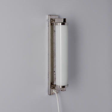 V3485 1930s Finnish Cylindrical Glass Plug-in Wall Lamp in the Manner of Paavo Tynell 6.jp