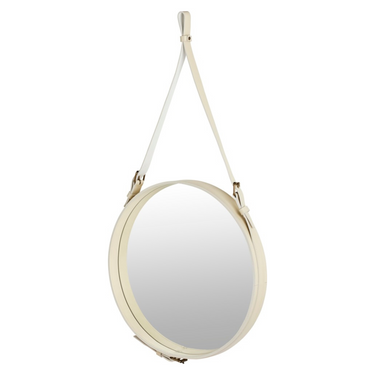 Jacques Adnet Circulaire Large Mirror in Cream Leather for GUBI.png
