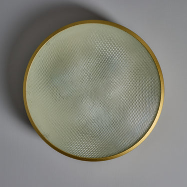 V3483 Large 1960s G.C.M.E. Brass & Textured Glass Flush Mount 16.jpg