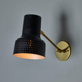 V3398 1960s Carl Thore Perforated Black and Brass Wall Lamp 4.jpg