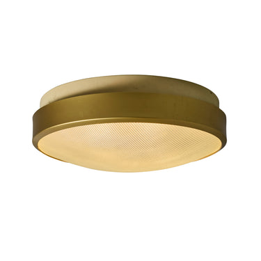 V3483 Large 1960s G.C.M.E. Brass & Textured Glass Flush Mount 1.jpg