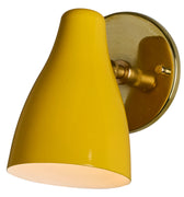 V3479 1950s Yellow Painted Metal & Brass Wall Lamp Attributed to Stilnovo 1.jpg