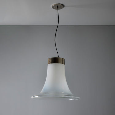 V3473 1960s Vistosi Model #L261 'Comare' Blown Murano Glass & Metal Suspension Lamp Two En