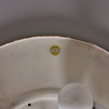 V3495 1960s Stilnovo Perforated Black Metal & Opaline Glass Flush Mounts 20.jpg
