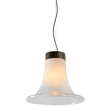 V3473 1960s Vistosi Model #L261 'Comare' Blown Murano Glass & Metal Suspension Lamp Two En