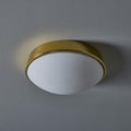 V3460 1980s Glashütte Limburg Brass & Opaline Glass Flush Mounts in the Manner of Stilnovo