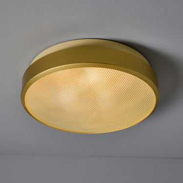 V3483 Large 1960s G.C.M.E. Brass & Textured Glass Flush Mount 6.jpg