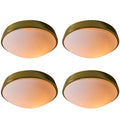 V3460 1980s Glashütte Limburg Brass & Opaline Glass Flush Mounts in the Manner of Stilnovo