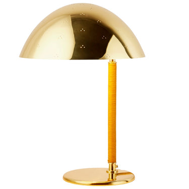 Paavo Tynell 9209 Brass and Rattan Table Lamp for GUBI at Two Enlighten lit
