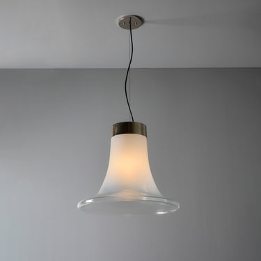 V3473 1960s Vistosi Model #L261 'Comare' Blown Murano Glass & Metal Suspension Lamp Two En