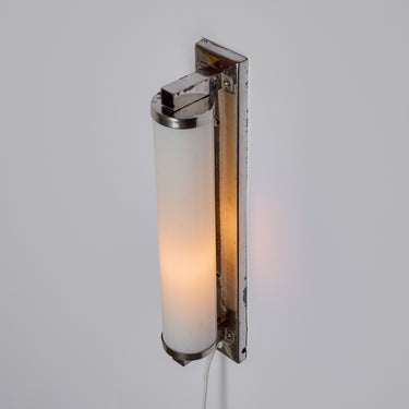V3485 1930s Finnish Cylindrical Glass Plug-in Wall Lamp in the Manner of Paavo Tynell 16.j