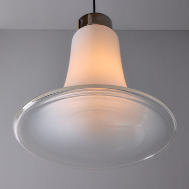 V3474 Medium 1960s Vistosi Model #L261 'Comare' Blown Murano Glass & Metal Suspension Lamp