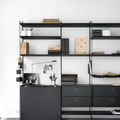 String system black stained ash shelving two enlighten
