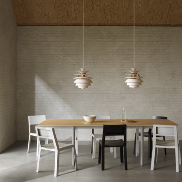 PH Snowball Pendant Poulsen Anniversary edition unlit dining table installation