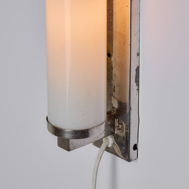 V3485 1930s Finnish Cylindrical Glass Plug-in Wall Lamp in the Manner of Paavo Tynell 19.j