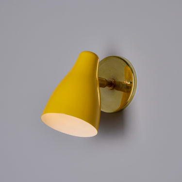 V3479 1950s Yellow Painted Metal & Brass Wall Lamp Attributed to Stilnovo 8.jpg