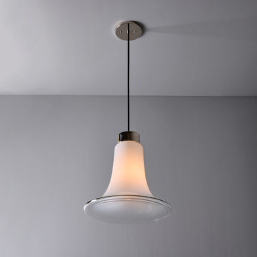 V3474 Medium 1960s Vistosi Model #L261 'Comare' Blown Murano Glass & Metal Suspension Lamp