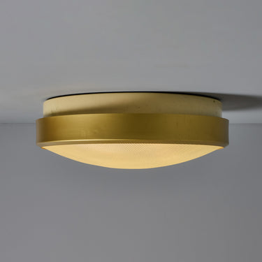 V3483 Large 1960s G.C.M.E. Brass & Textured Glass Flush Mount 5.jpg
