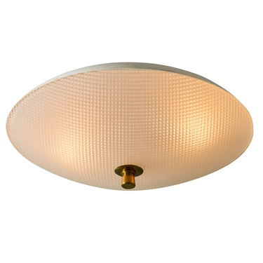 V3465 1950s Glass & Metal Ceiling Lamp Attributed to Oscar Torlasco for Lumi two enlighten