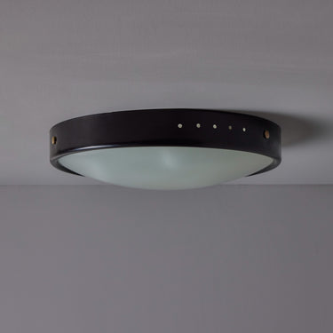 V3495 1960s Stilnovo Perforated Black Metal & Opaline Glass Flush Mounts 7.jpg