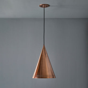 V3433 Monumental 1950s Conical Perforated Copper Pendant Attributed to Paavo Tynell 4.jpg