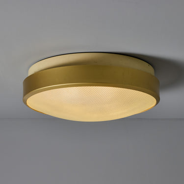 V3483 Large 1960s G.C.M.E. Brass & Textured Glass Flush Mount 2.jpg