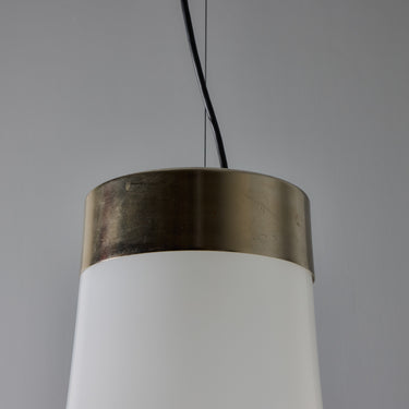 V3473 1960s Vistosi Model #L261 'Comare' Blown Murano Glass & Metal Suspension Lamp Two En