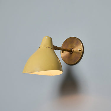 V3307 1950s Perforated Painted Metal & Brass Wall Lamp Attributed to Stilnovo 2.jpg