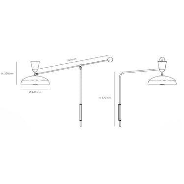 Large Pierre Guariche 'G1' Wall Lamp for Sammode Studio dimensions