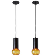 1960s Gino Sarfatti Metal and Amber Seguso Glass Pendant for Arteluce on white background