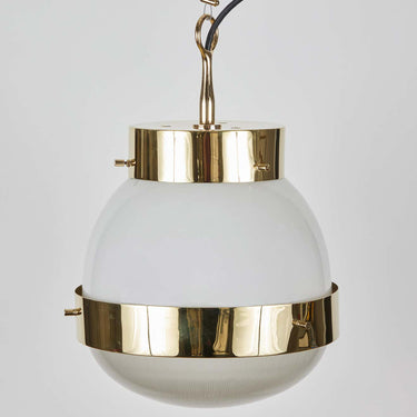1960s Sergio Mazza Brass 'Delta' Pendant for Artemide two enlighten 