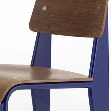 walnut and bleu marcoule standard chair detail