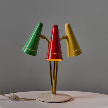 V3490 Rare 1950s Angelo Ostuni Multicolored 3-Shade Table Lamp for O-Luce 7.jpg