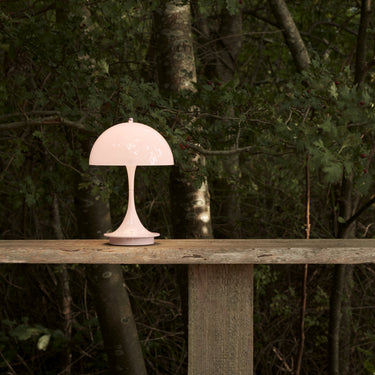5744612830 Panthella 160 Poulsen Opal Pale Rose lit outdoor light portable
