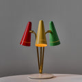 V3490 Rare 1950s Angelo Ostuni Multicolored 3-Shade Table Lamp for O-Luce 2.jpg