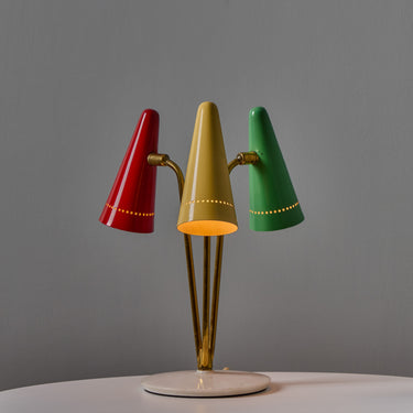 V3490 Rare 1950s Angelo Ostuni Multicolored 3-Shade Table Lamp for O-Luce 2.jpg