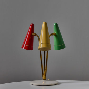 V3490 Rare 1950s Angelo Ostuni Multicolored 3-Shade Table Lamp for O-Luce 3.jpg