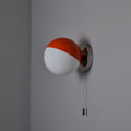 V3527 1970s Italian Orange Painted Metal & Opaline Glass Wall Lamp Attributed to Stilnovo 
