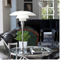 Poul Henningsen 'PH 3/2' Opal Glass Table Lamp for Louis Poulsen Two Enlighten chrome lifestyle living room 