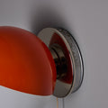 V3527 1970s Italian Orange Painted Metal & Opaline Glass Wall Lamp Attributed to Stilnovo 
