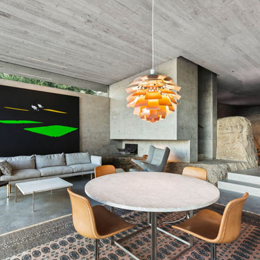 Poul Henningsen 'PH Artichoke' Pendant Light for Louis Poulsen two enlighten lifestyle copper living room 