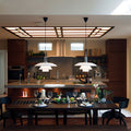 Poul Henningsen 'PH '3½-3' Glass Pendant for Louis Poulsen Two Enlighten chrome dining table lifestyle 