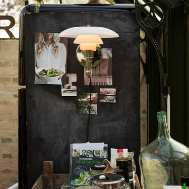 Poul Henningsen 'PH 3-2' Opal Glass and Chrome Wall Lamp for Louis Poulsen two enlighten lit lifestyle 