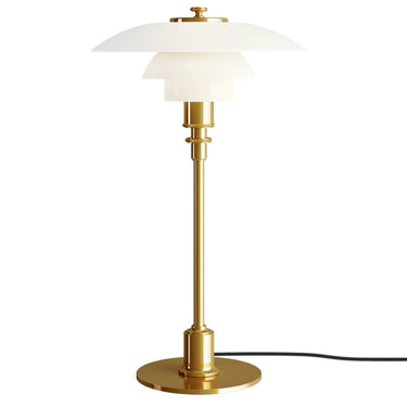 Poul Henningsen PH 2/11 Opal Glass Table Lamp Louis Poulsen Two Enlighten brass hero