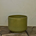 V3518 Monumental 1960s Gainey Olive Green Speckle Glazed Ceramic Planter