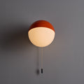 V3527 1970s Italian Orange Painted Metal & Opaline Glass Wall Lamp Attributed to Stilnovo 