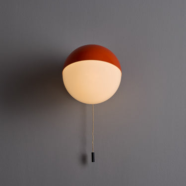 V3527 1970s Italian Orange Painted Metal & Opaline Glass Wall Lamp Attributed to Stilnovo 